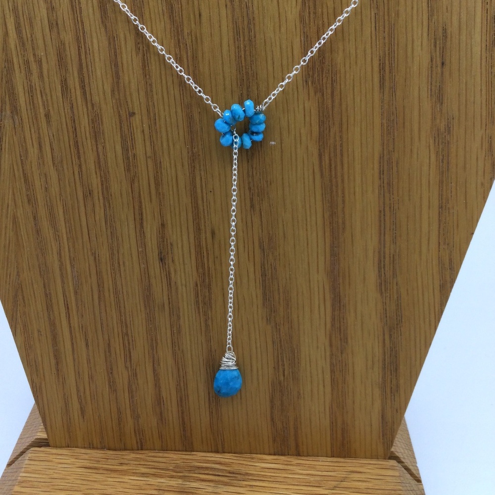 December Birthstone Turquoise and Sterling Silver Lariat Necklace